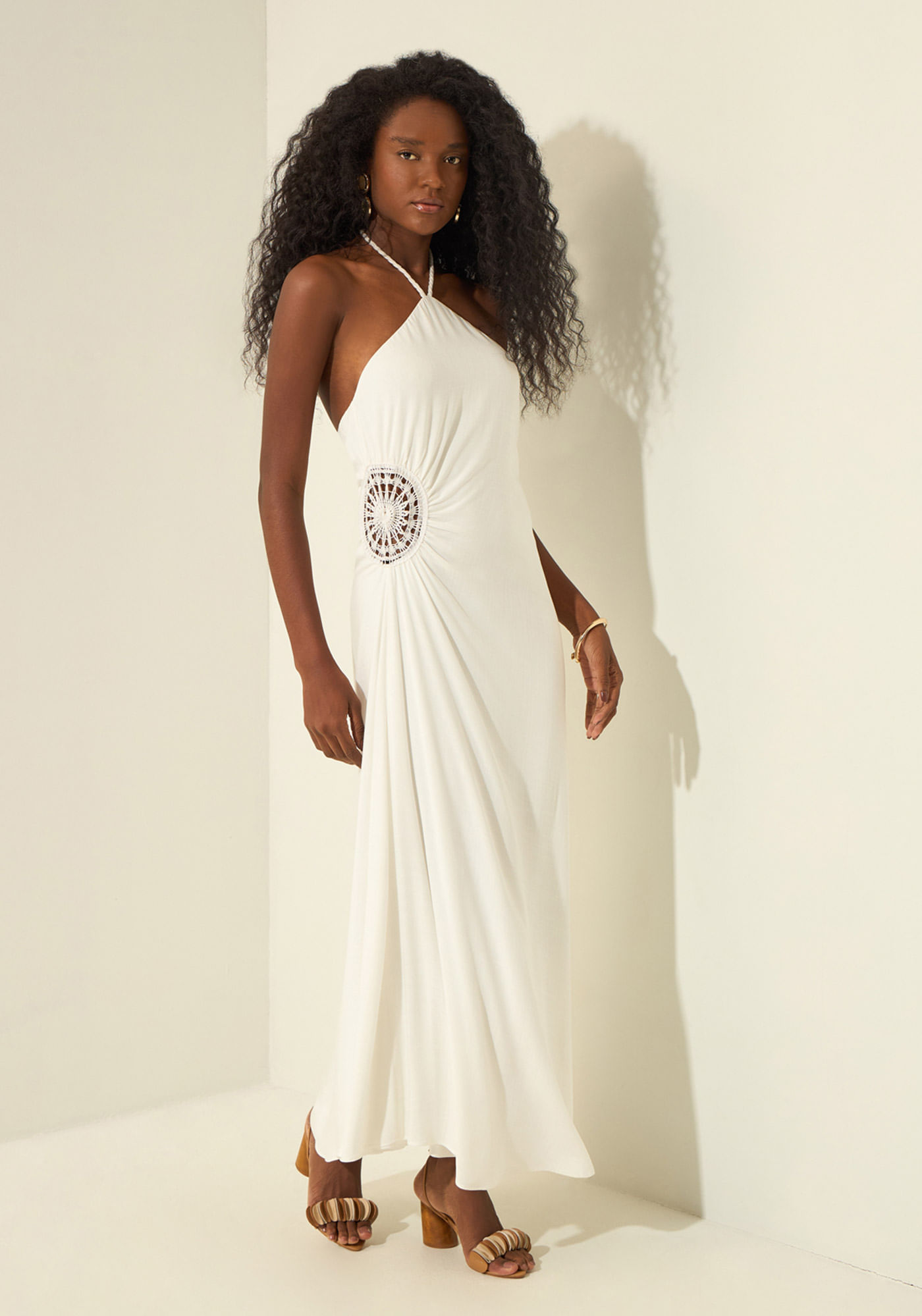 Picone×Laxebirdie FeliciaDress Vestido Longo Frente Única Com Recorte E Renda Tenerife | Lez a Lez